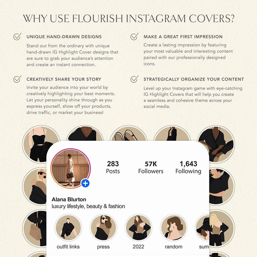 Fashion - IG Highlight Covers from Flourish Presets: Lightroom Presets & LUTs - Just $7! Shop now at Flourish Presets.