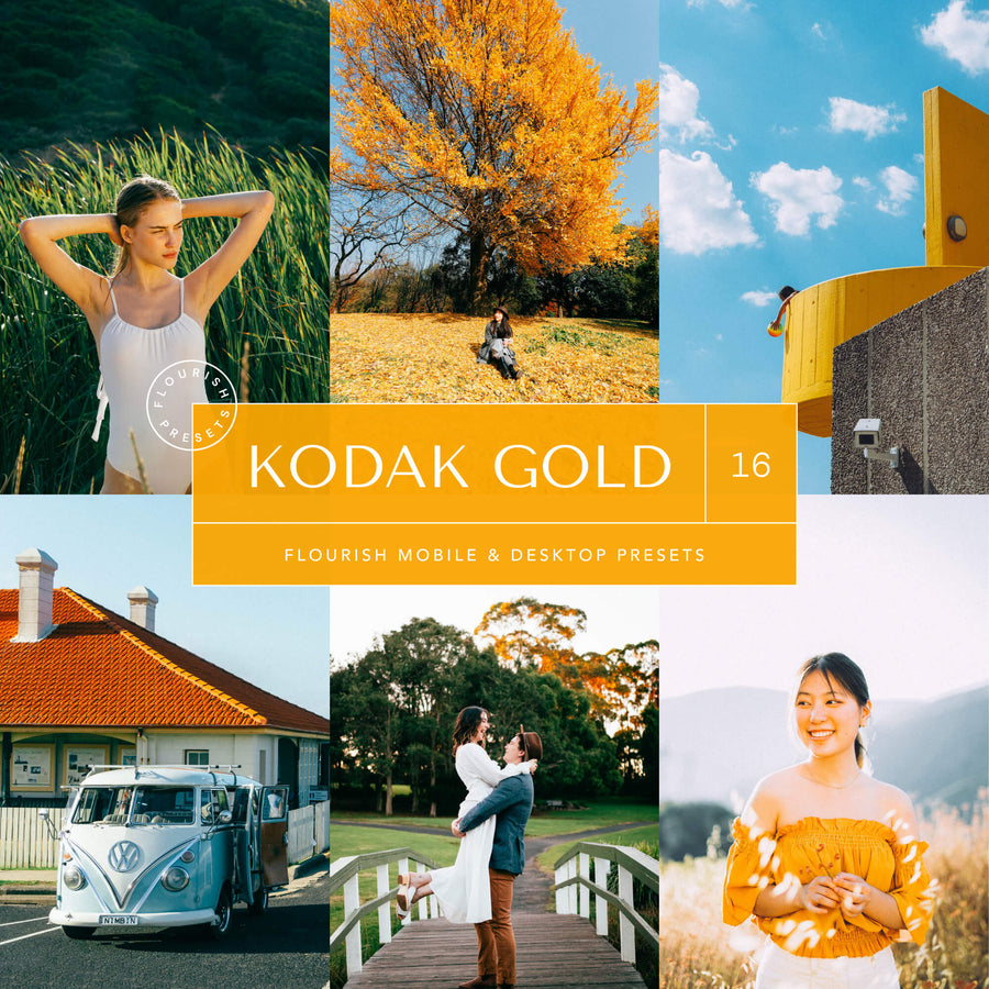 Kodak Gold Film Lightroom Presets | Flourish Presets